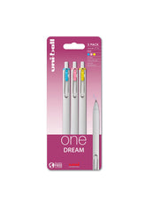 Uni-Ball On Point One Dream UMN-S-05 Retractable Gel Pens. Premium 0.5mm Rollerball Tip for Super Smooth Handwriting. Contemporary Compact Design Perfect for Note Taking. Pack Of 3 Assorted Colours